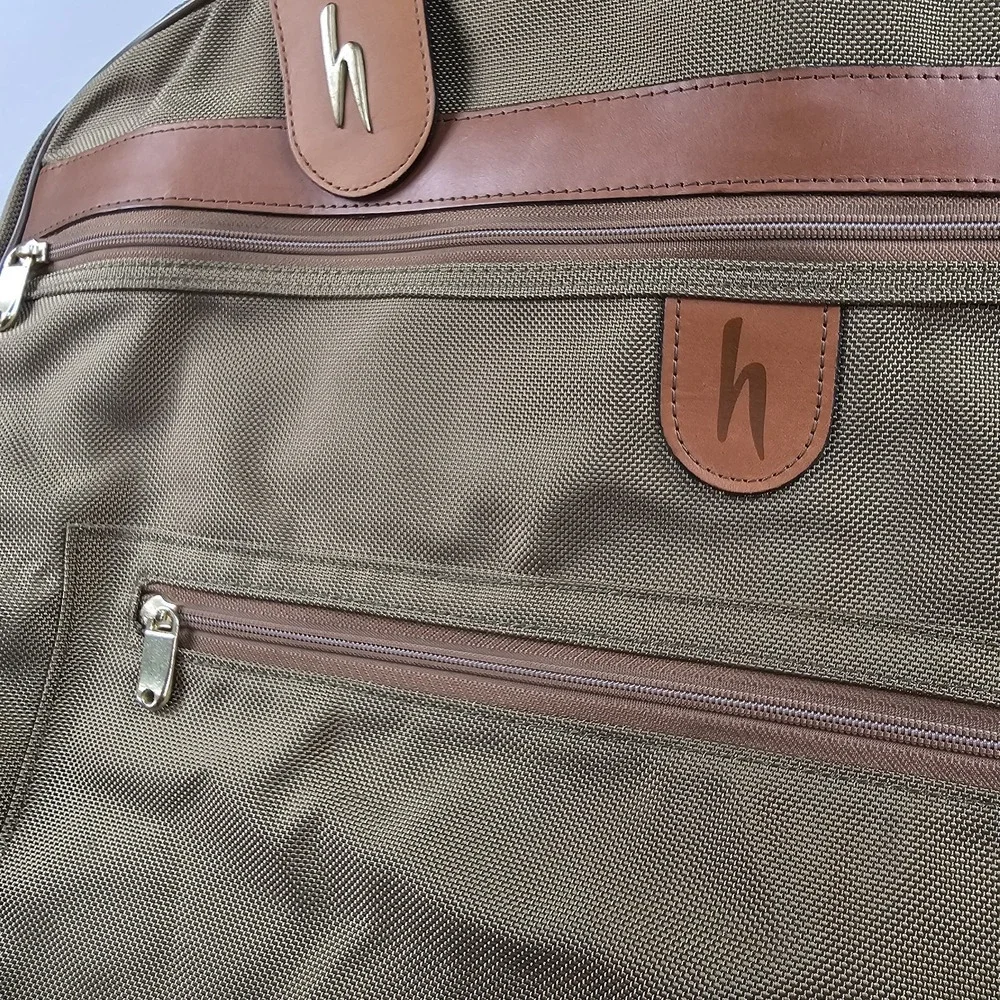 Vtg Hartmann Garment Bag Ballistic Nylon Leather Trim Travel Fold Business